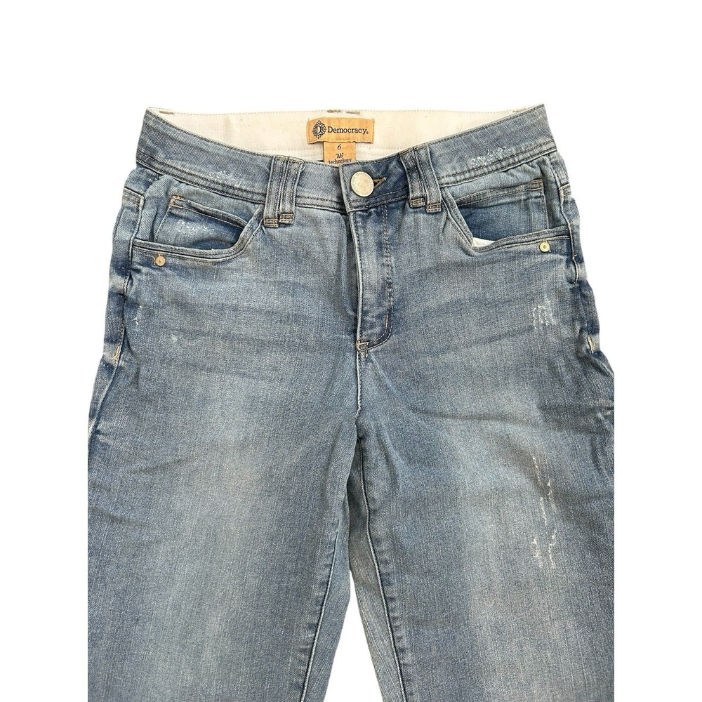 Democracy AB Ab Technology Jeans Sz 6 Flare Leg Distressed, Y2K - Picture 2 of 6